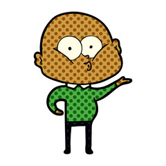 cartoon bald man staring