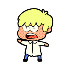 worried cartoon boy