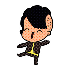 cartoon happy hipster girl wearing space suit