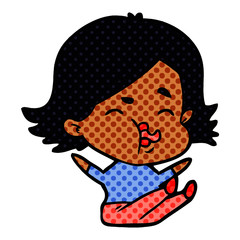 cartoon girl pulling face