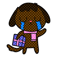 cute cartoon dog crying