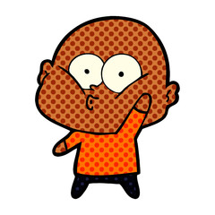 cartoon bald man staring