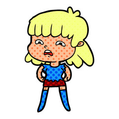 cartoon worried woman