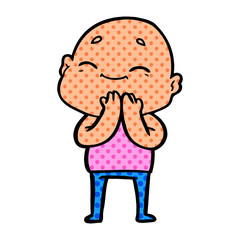 happy cartoon bald man