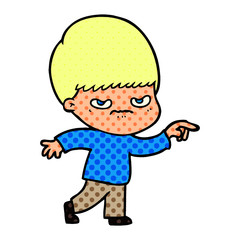 angry cartoon boy
