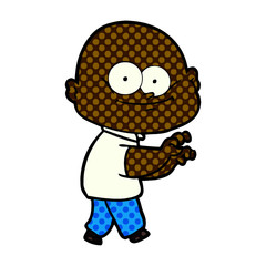 cartoon bald man staring