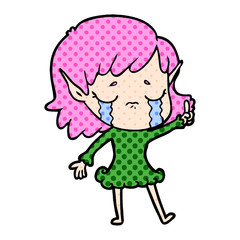 cartoon crying elf girl