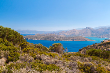 Fototapeta na wymiar Amazing Bay view with blue lagoon on Crete, Greece