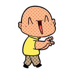 happy cartoon bald man