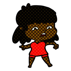 cartoon worried woman