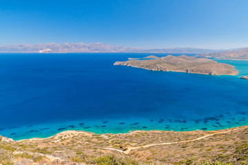 Bay view with blue lagoon on Crete, Greece