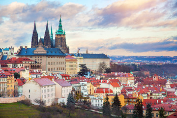 Obraz premium Prague panorama with Prague Castle
