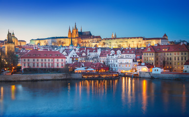 Naklejka na ściany i meble Prague Castle at night. Czech republic