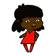 cartoon worried woman