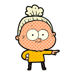 cartoon happy old woman