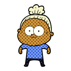 cartoon happy old woman