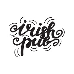Irish pub lettering design. Vector illustration.
