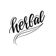 Herbal lettering design. Vector illustration.