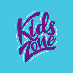 Kids Zone Lettering Logo. Vector illustration.