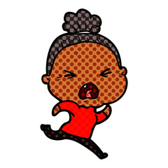 cartoon angry old woman