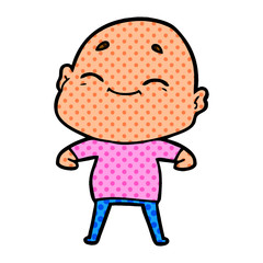 happy cartoon bald man