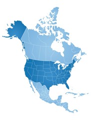 Fototapeta premium Mapa Ameryki Północnej