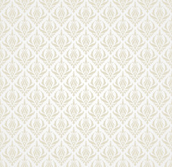 Vector damask pattern. Silver wallpaper background.