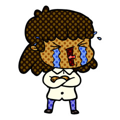 cartoon woman in tears