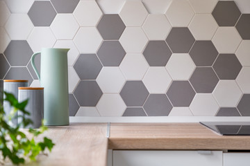 Honeycomb wall tiles and worktop