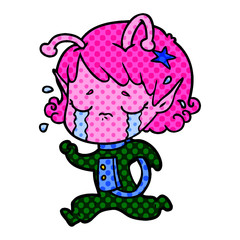 cartoon crying alien girl