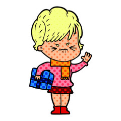 cartoon frustrated woman