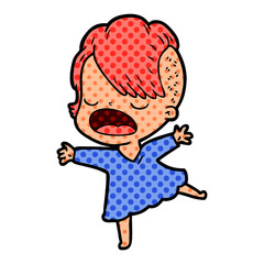 cartoon cool hipster girl talking