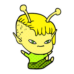 cute cartoon alien girl