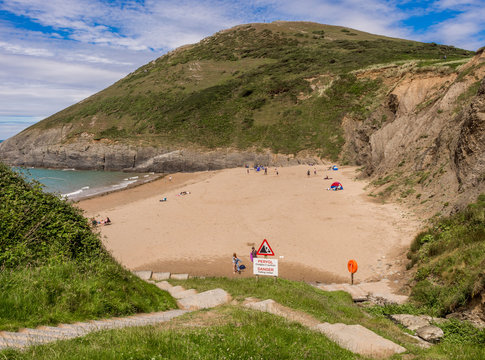 Beautiful golden sands at Mwnt Beach, Cardigan Bay, Pembrokeshire, Wales, UK