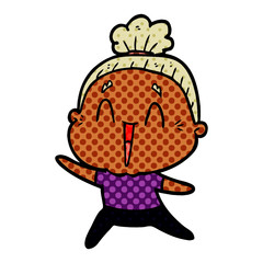 cartoon happy old lady