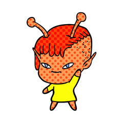 cute cartoon alien girl