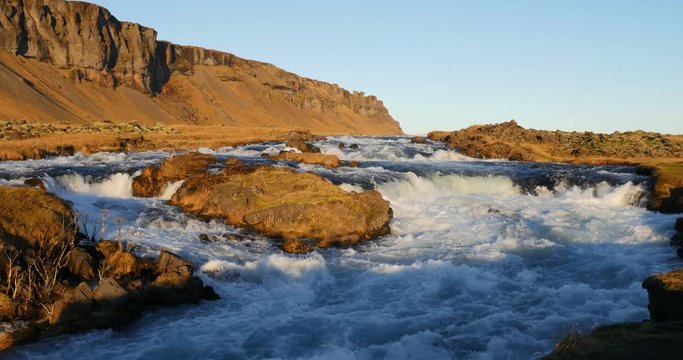Scenic river with rapids in Iceland