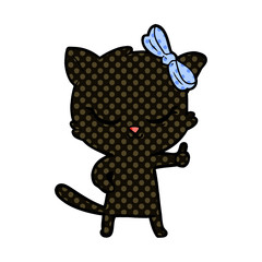 cute cartoon cat with bow