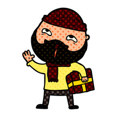 cartoon happy bearded man