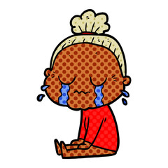 cartoon crying old lady
