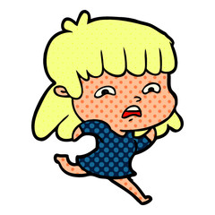 cartoon worried woman