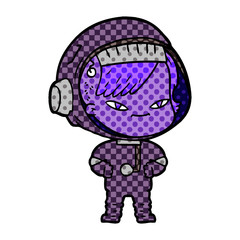 cartoon astronaut woman