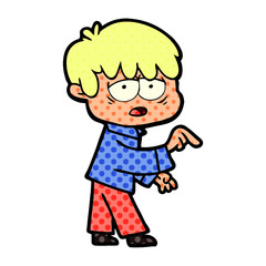 cartoon exhausted boy