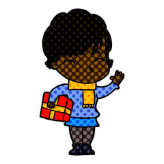 cartoon woman thinking