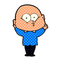 cartoon bald man staring
