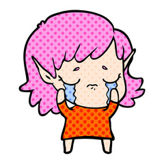 cartoon crying elf girl