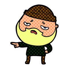 Obraz premium cartoon worried man with beard