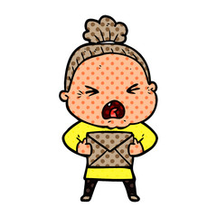 cartoon angry old woman