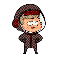 cartoon tired astronaut