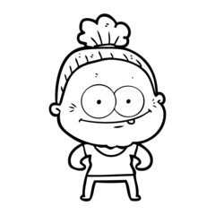 cartoon happy old woman